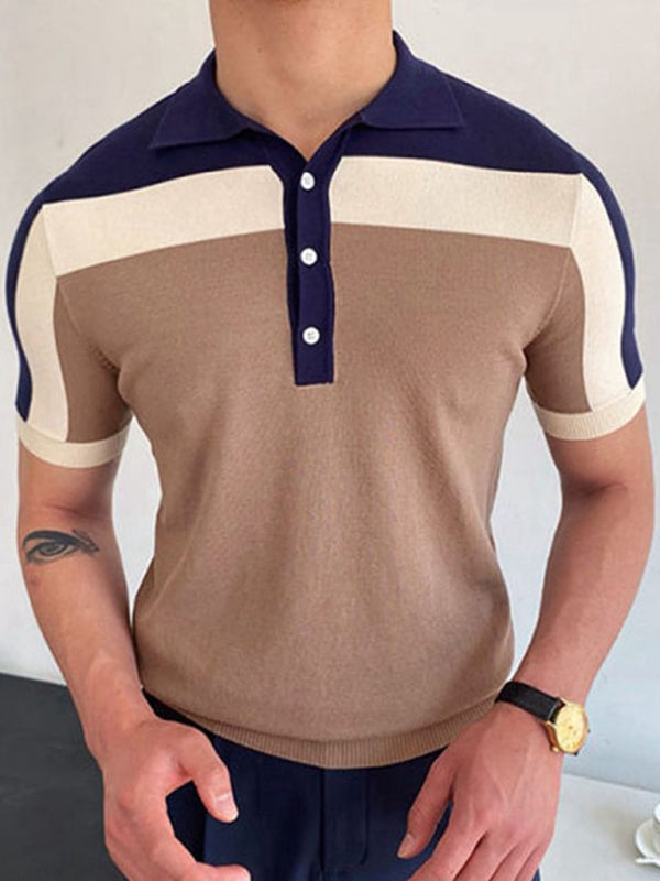 Men's Stylish Color Block Polo Shirt for Casual and Semi-Formal Wear