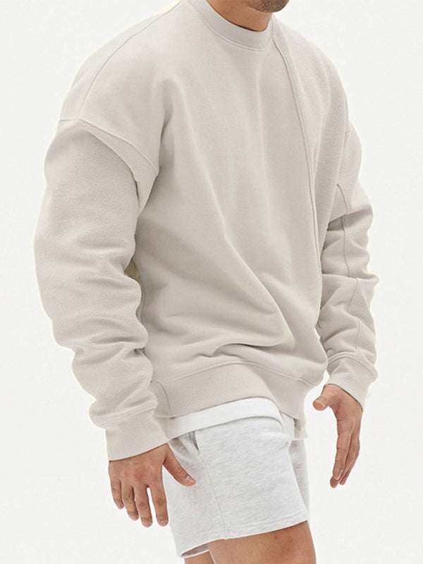 Stylish Men's Color-Block Knit Crew Neck Sweatshirt for Effortless Casual Charm