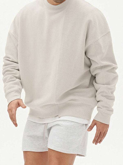 Stylish Men's Color-Block Knit Crew Neck Sweatshirt for Effortless Casual Charm