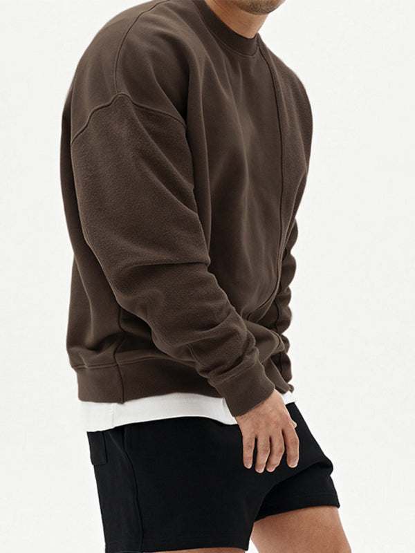 Stylish Men's Color-Block Knit Crew Neck Sweatshirt for Effortless Casual Charm