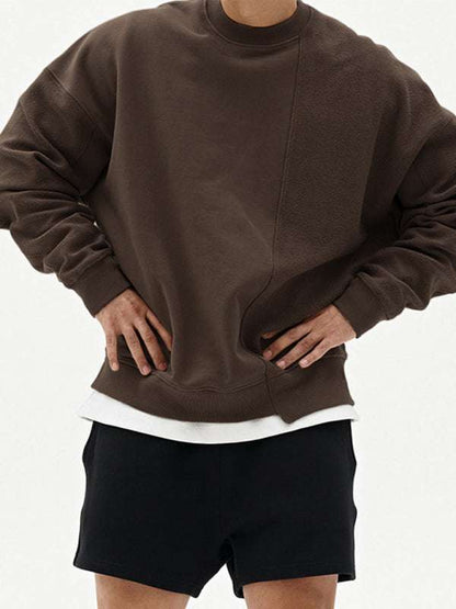 Stylish Men's Color-Block Knit Crew Neck Sweatshirt for Effortless Casual Charm