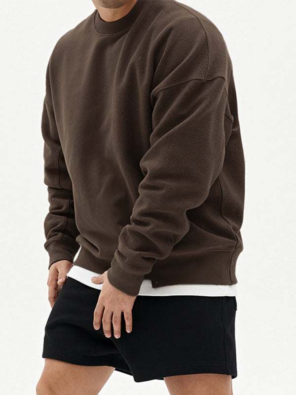 Stylish Men's Color-Block Knit Crew Neck Sweatshirt for Effortless Casual Charm