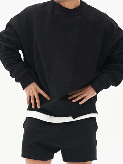 Stylish Men's Color-Block Knit Crew Neck Sweatshirt for Effortless Casual Charm