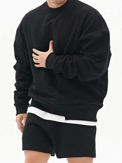 Stylish Men's Color-Block Knit Crew Neck Sweatshirt for Effortless Casual Charm