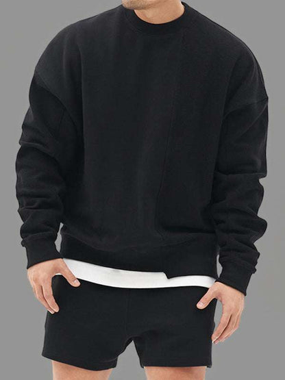 Stylish Men's Color-Block Knit Crew Neck Sweatshirt for Effortless Casual Charm