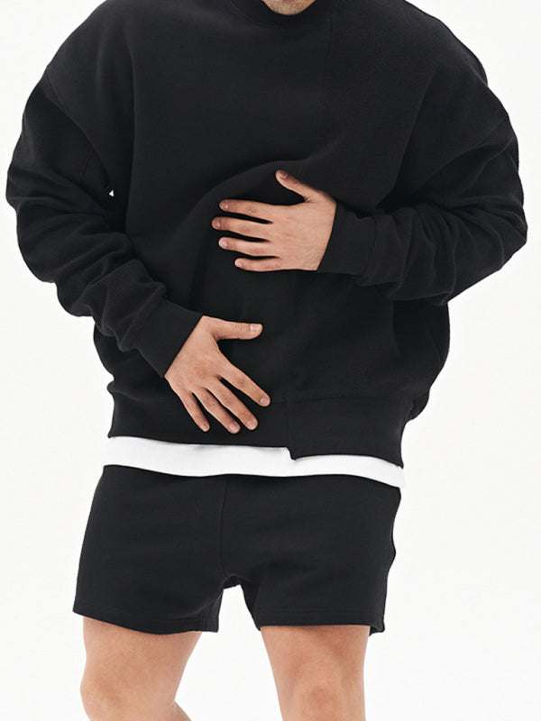 Stylish Men's Color-Block Knit Crew Neck Sweatshirt for Effortless Casual Charm