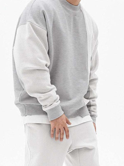 Stylish Men's Color-Block Knit Crew Neck Sweatshirt for Effortless Casual Charm