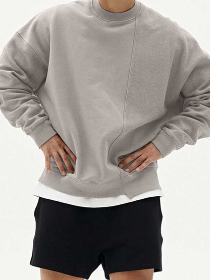 Stylish Men's Color-Block Knit Crew Neck Sweatshirt for Effortless Casual Charm