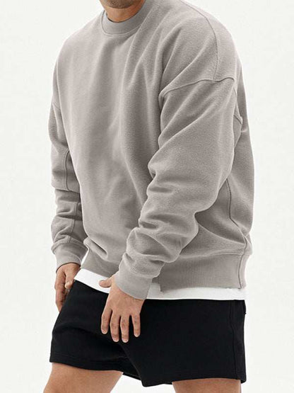 Stylish Men's Color-Block Knit Crew Neck Sweatshirt for Effortless Casual Charm