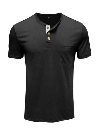 Versatile Men's Cotton V-Neck Henley T-Shirt for Ultimate Comfort