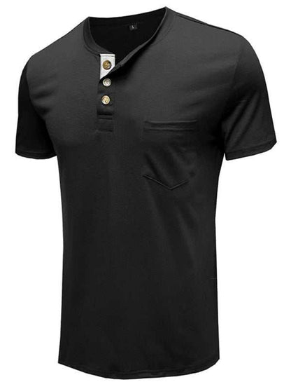 Versatile Men's Cotton V-Neck Henley T-Shirt for Ultimate Comfort