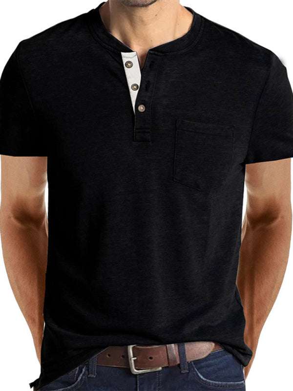 Versatile Men's Cotton V-Neck Henley T-Shirt for Ultimate Comfort