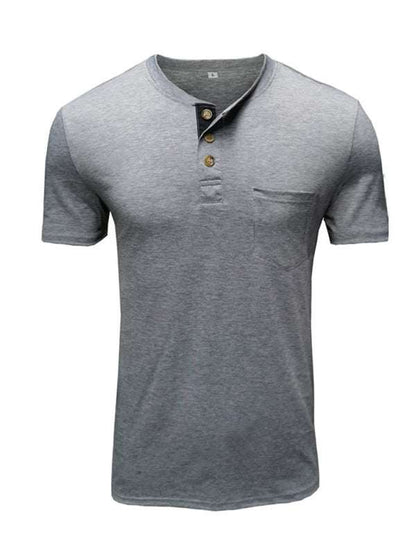 Versatile Men's Cotton V-Neck Henley T-Shirt for Ultimate Comfort