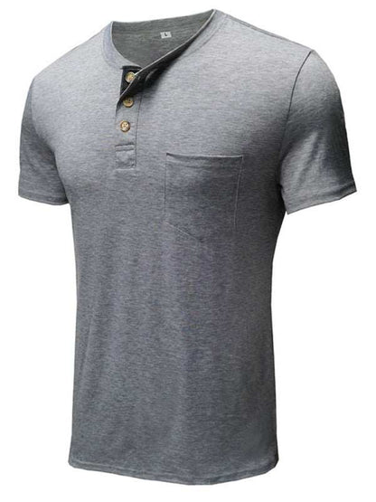 Versatile Men's Cotton V-Neck Henley T-Shirt for Ultimate Comfort