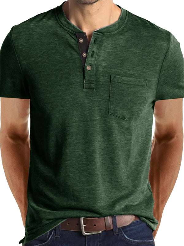 Versatile Men's Cotton V-Neck Henley T-Shirt for Ultimate Comfort