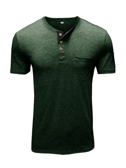 Versatile Men's Cotton V-Neck Henley T-Shirt for Ultimate Comfort