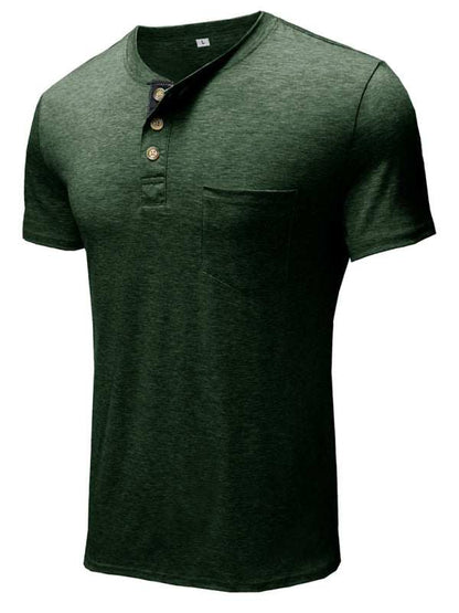 Versatile Men's Cotton V-Neck Henley T-Shirt for Ultimate Comfort