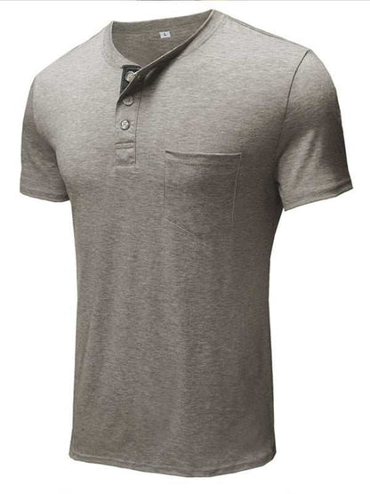 Versatile Men's Cotton V-Neck Henley T-Shirt for Ultimate Comfort