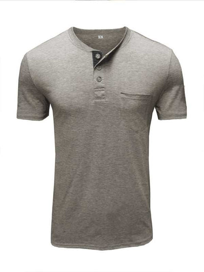 Versatile Men's Cotton V-Neck Henley T-Shirt for Ultimate Comfort