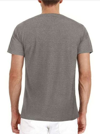 Versatile Men's Cotton V-Neck Henley T-Shirt for Ultimate Comfort