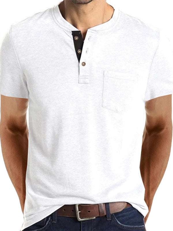 Versatile Men's Cotton V-Neck Henley T-Shirt for Ultimate Comfort