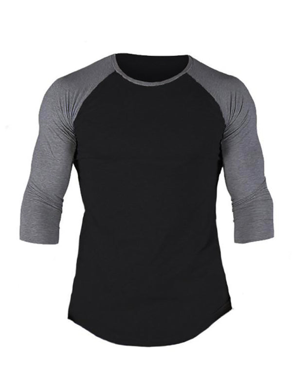Modern Men's Contrast Sleeve Raglan T-Shirt with Round Neck Sports Design