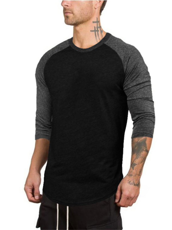 Modern Men's Contrast Sleeve Raglan T-Shirt with Round Neck Sports Design