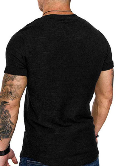 Bamboo Cotton Comfort: Classic Solid Round Neck Short-Sleeve T-Shirt for Men