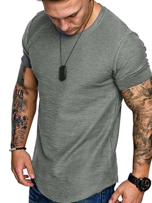 Bamboo Cotton Comfort: Classic Solid Round Neck Short-Sleeve T-Shirt for Men