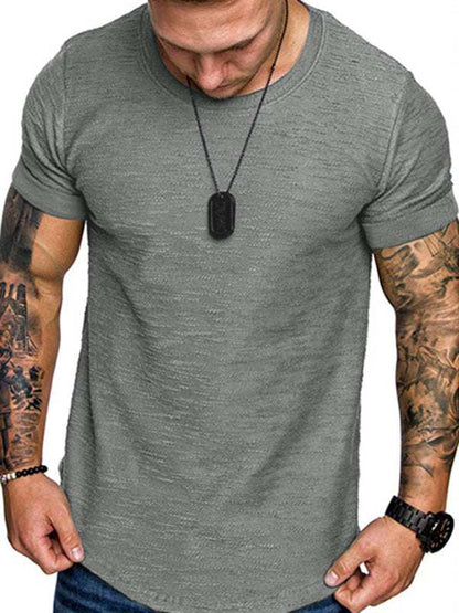 Bamboo Cotton Comfort: Classic Solid Round Neck Short-Sleeve T-Shirt for Men