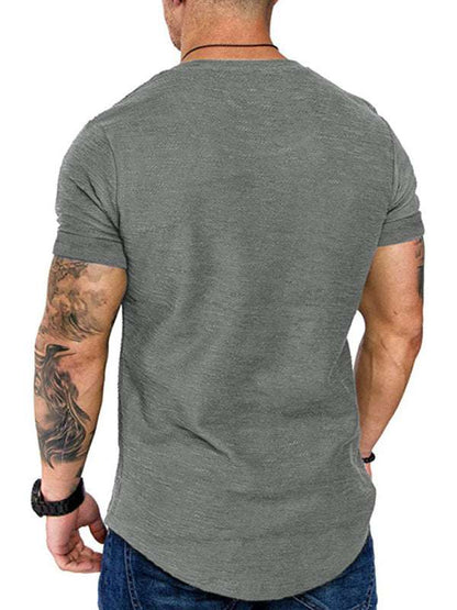 Bamboo Cotton Comfort: Classic Solid Round Neck Short-Sleeve T-Shirt for Men