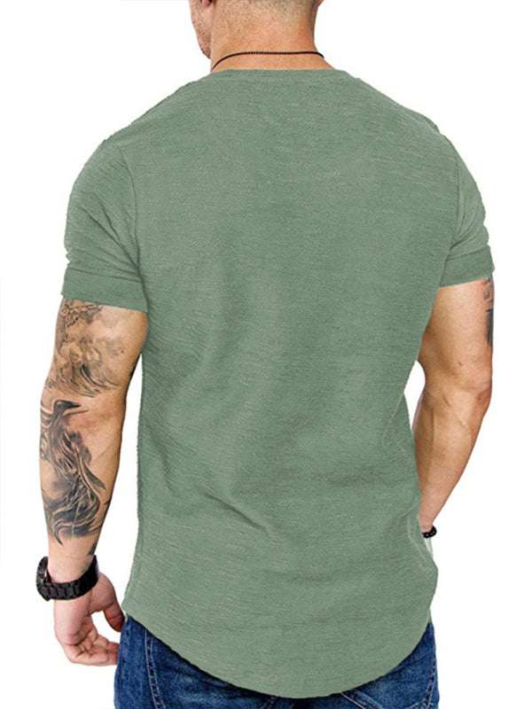 Bamboo Cotton Comfort: Classic Solid Round Neck Short-Sleeve T-Shirt for Men