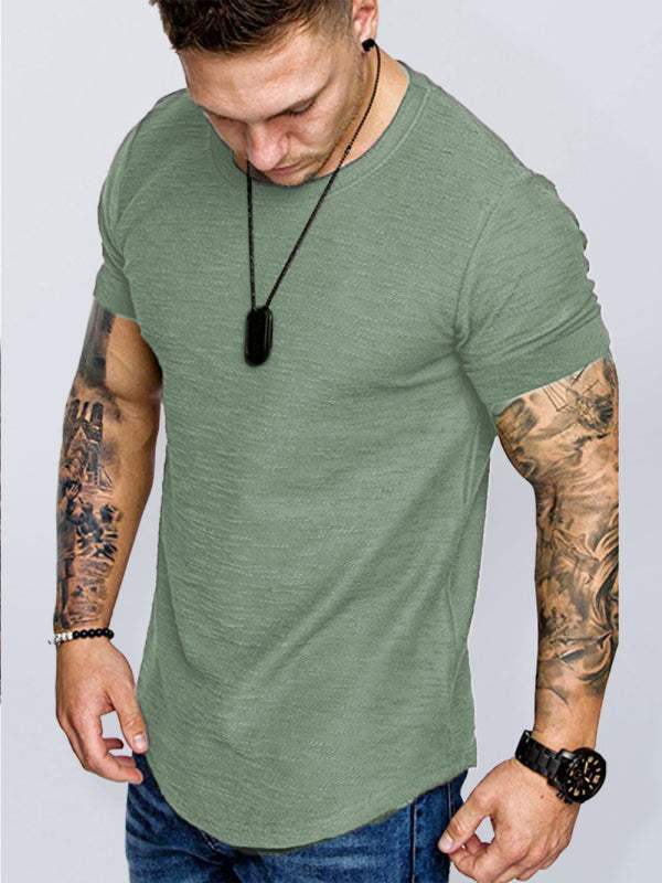 Bamboo Cotton Comfort: Classic Solid Round Neck Short-Sleeve T-Shirt for Men