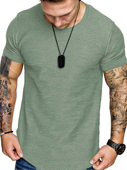 Bamboo Cotton Comfort: Classic Solid Round Neck Short-Sleeve T-Shirt for Men