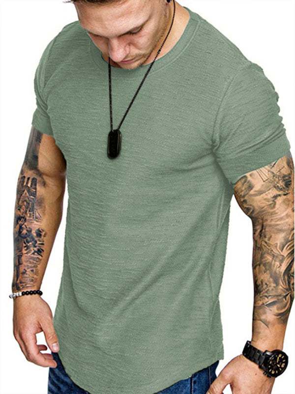 Bamboo Cotton Comfort: Classic Solid Round Neck Short-Sleeve T-Shirt for Men