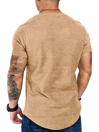 Bamboo Cotton Comfort: Classic Solid Round Neck Short-Sleeve T-Shirt for Men