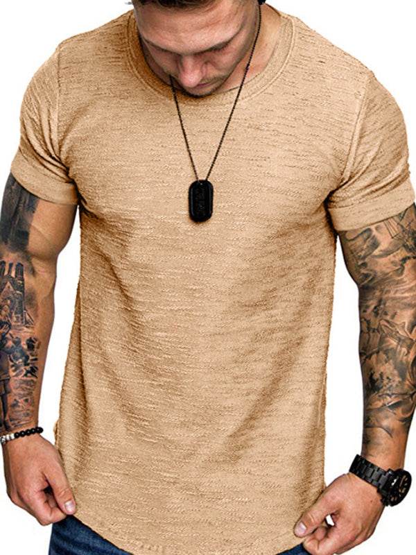 Bamboo Cotton Comfort: Classic Solid Round Neck Short-Sleeve T-Shirt for Men