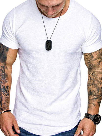 Bamboo Cotton Comfort: Classic Solid Round Neck Short-Sleeve T-Shirt for Men