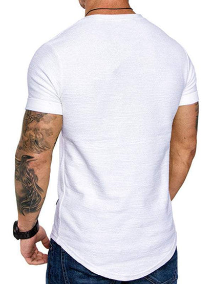 Bamboo Cotton Comfort: Classic Solid Round Neck Short-Sleeve T-Shirt for Men