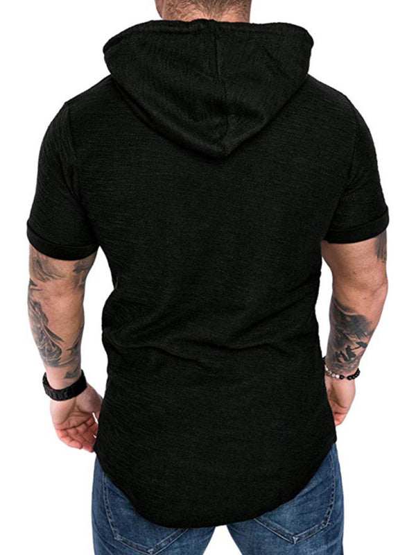 Men's Casual Hooded Short-Sleeve Sports T-Shirt - Lightweight & Comfortable Activewear