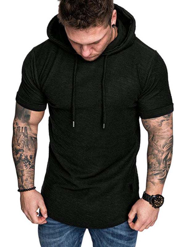 Men's Casual Hooded Short-Sleeve Sports T-Shirt - Lightweight & Comfortable Activewear