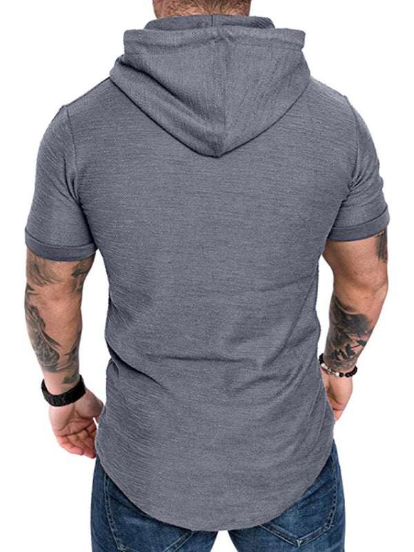 Men's Casual Hooded Short-Sleeve Sports T-Shirt - Lightweight & Comfortable Activewear