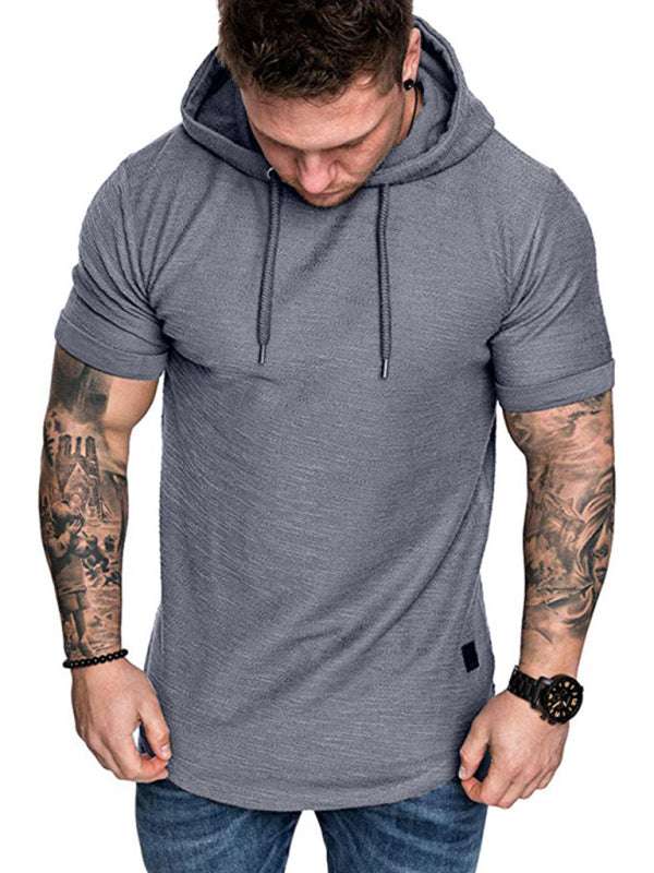 Men's Casual Hooded Short-Sleeve Sports T-Shirt - Lightweight & Comfortable Activewear