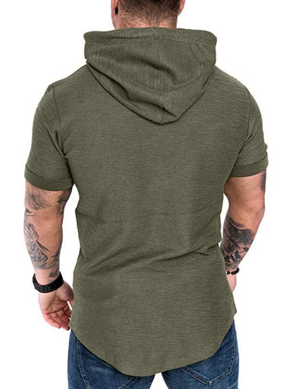 Men's Casual Hooded Short-Sleeve Sports T-Shirt - Lightweight & Comfortable Activewear