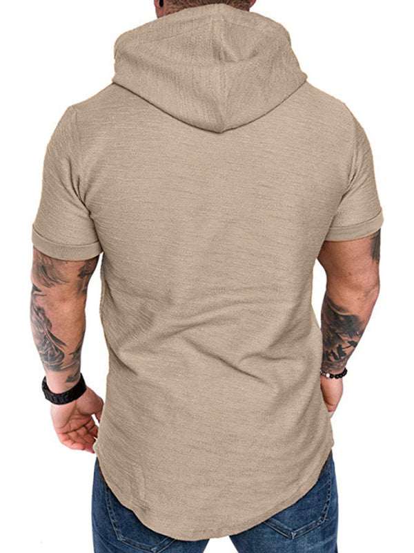 Men's Casual Hooded Short-Sleeve Sports T-Shirt - Lightweight & Comfortable Activewear