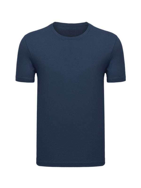 Casual Comfort: Men's Pure Cotton Loose-Fit Short Sleeve Tee in Classic Solid Colors