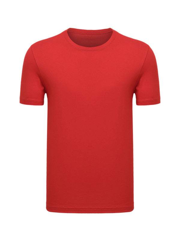 Men's loose solid color short-sleeved t-shirt, round neck, casual style.