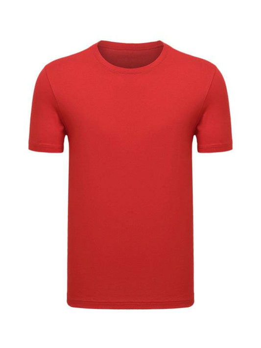 Men's loose solid color short-sleeved t-shirt, round neck, casual style.