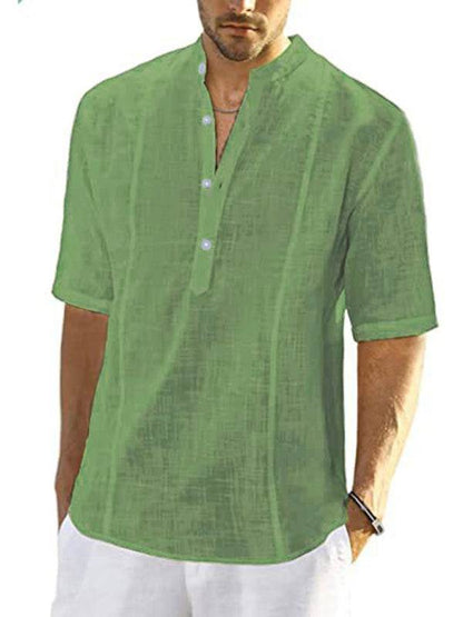 Stylish Spring-Summer Men's Lightweight Linen Blend Casual Shirt with Long Sleeves