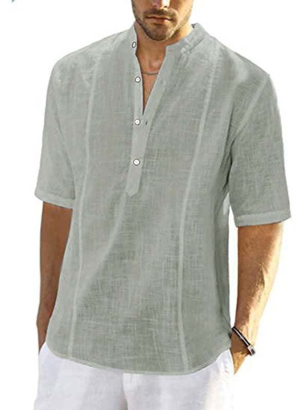 Stylish Spring-Summer Men's Lightweight Linen Blend Casual Shirt with Long Sleeves